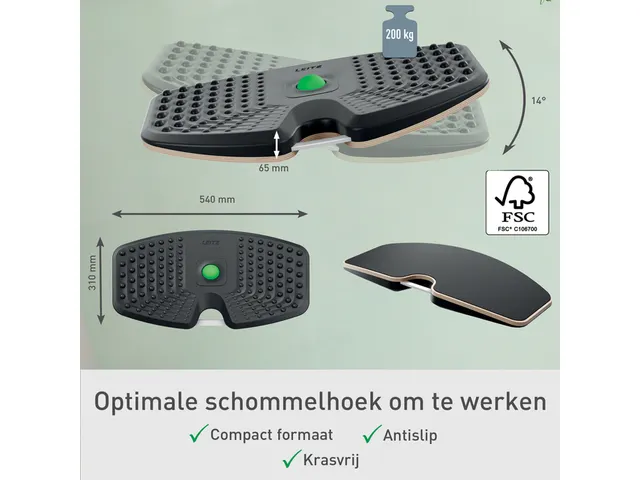 Balansbord Leitz ergo actief 540x65x310mm zwart