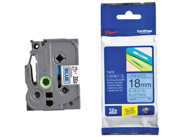 Labeltape Brother P-touch TZe-541 standaard 18mm zwart op blauw