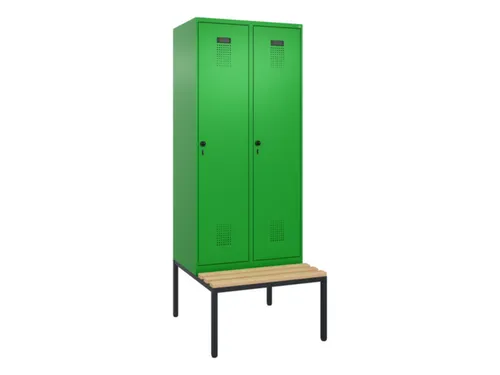 locker met bank,HxBxD 2120x800x815mm,2vak,vak B 400mm,draaigrendel