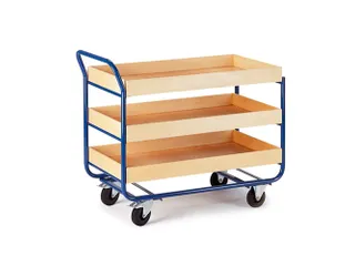 tafelwagen,draagverm. 150kg,3xhouten kist,laadvl. LxB 1000x575mm - 1