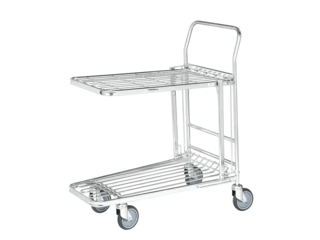 Ruimtebesparende Wagen,Draagverm. 300Kg,Stalen Schorenplaat,Duwbeugel