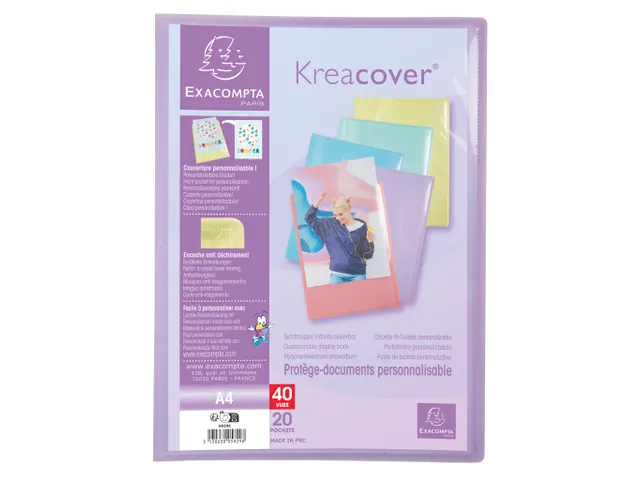 Protège-documents en polypropylène Kreacover Pastel 40 vues - A4 - C