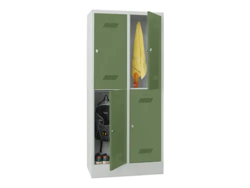 dubbeldekse locker,HxBxD 1850x800x500mm,2x2vak.,RAL7035,front RAL6011