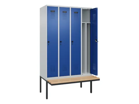 locker met bank,voor scheiding van kleding,HxBxD 2120x1200x815mm,4vak