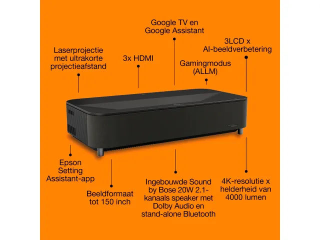 Vidéoprojecteur laser 4K Epson Lifestudio Grand Plus EH-LS970B