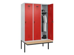 locker met bank,HxBxD 2120x1200x815mm,3vak,vak B 400mm,draaigrendel