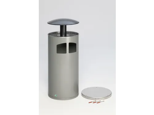 Combi-asbak H x Ø 1110x445mm 2inworpopeningen dak staal zilverkleurig