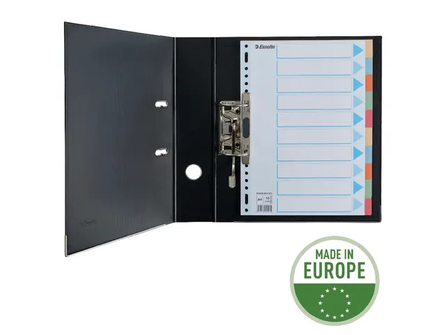 Intercalaire Esselte Premium A4 10 onglets 23 perf carton assorti