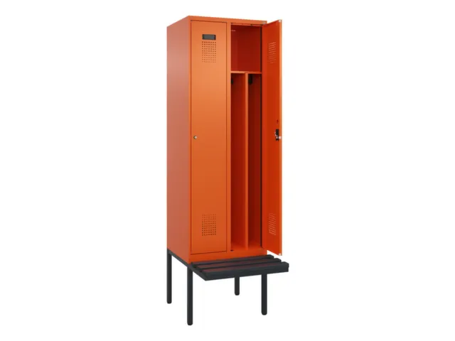 locker met bank,voor scheiding van kleding,HxBxD 2120x600x815mm,2vak