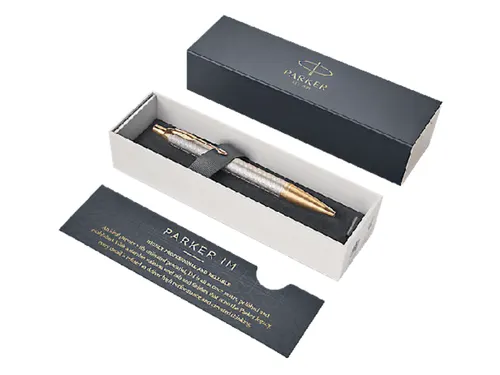 Balpen Parker IM Premium Warm Silver GT Medium Blauwe inkt