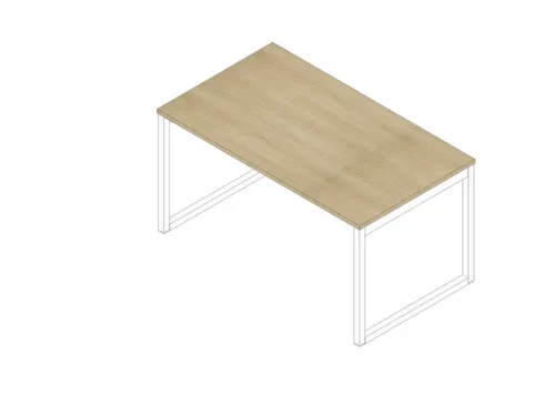 bureau,HxBxD 730x1400x800mm,blad eiken,sledeframe wit