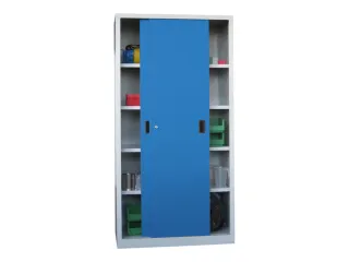 schuifdeurkast,HxBxD 1950x1000x600mm,RAL7035,front RAL5012 - 1