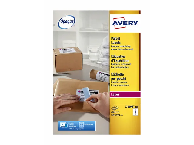 Etiket Avery L7169B-100 99.1x139mm blockout 400 stuks