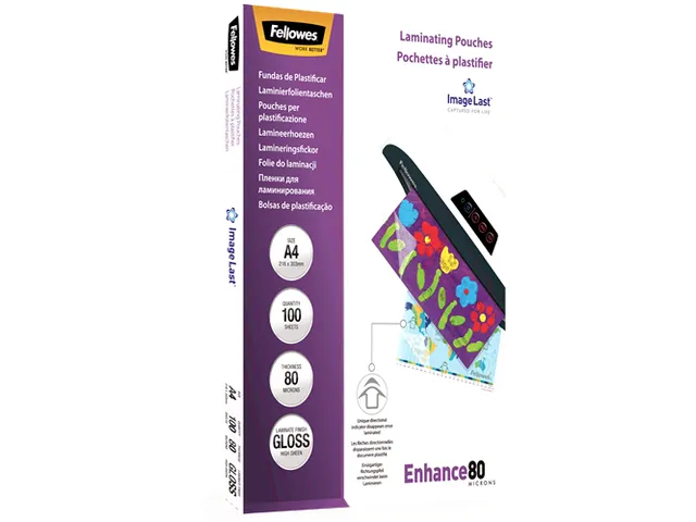 Lamineerhoes Fellowes A4 80 Micron glanzend Voordeelbundel