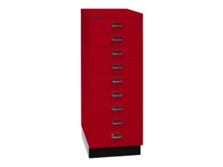 kantoor-ladekast HxBxD 940x349x432mm 9 laden romp kardinaalrood staal - 1