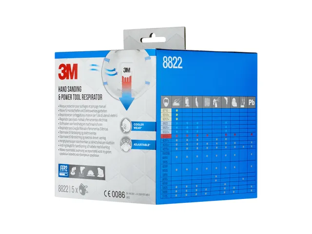Stofmasker 3M voor schuren 8822 FFP2 met ventiel 5 stuks