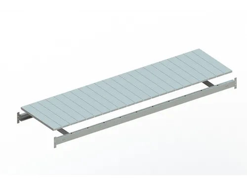 legbord van plaatstaal,v. breedvakstelling,BxD 2200x650mm,vakl. 600kg