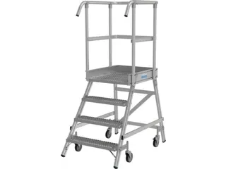 bordestrap,verrijdbaar,bordes H 1m,4treden m. R13-laag,aluminium - 3