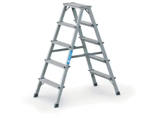 Trap,dubbelzijdig,aluminium,treden diepte 8cm,platformhoogte 1,20m - 2