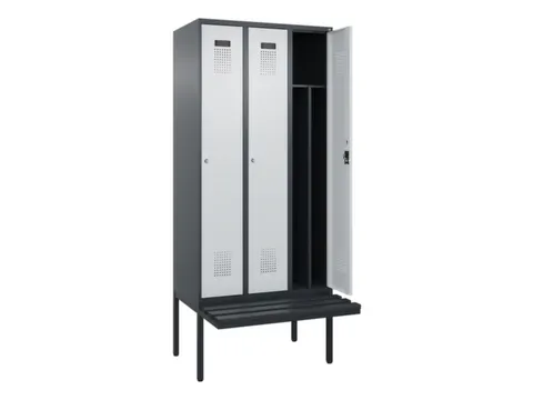 locker met bank,voor scheiding van kleding,HxBxD 2120x900x815mm,3vak