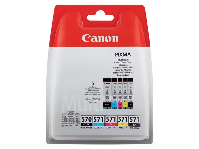 Inktcartridge Canon PGI-570 + CLI-571 2x zwart + 3 kleuren