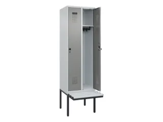 locker met bank,HxBxD 2120x600x815mm,2vak,vak B 300mm,draaigrendel - 1