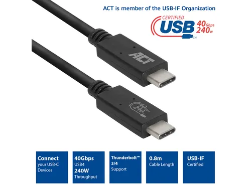 Kabel ACT USB4 40Gbps USB-C USB-IF