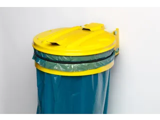 Afvalverzamelaar 120 Liter Wand Plaatstaal Met Deksel Geel - 1