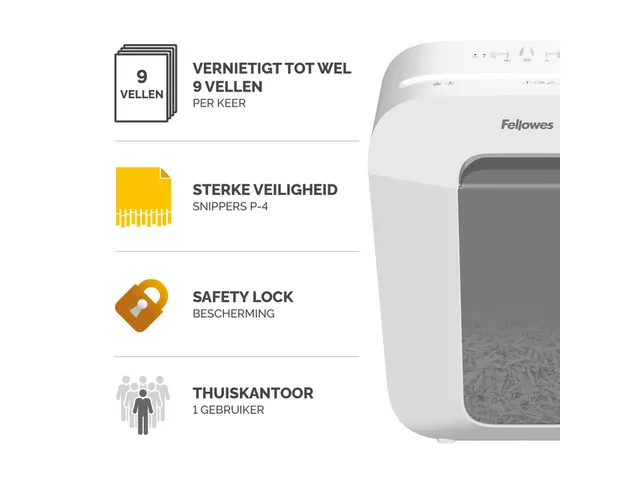 Papiervernietiger Fellowes LX50 4x37mm wit