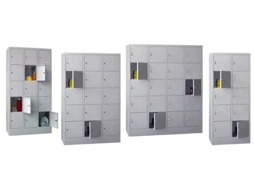 lockerkast,HxBxD 1518x600x500mm,2x4vakken,RAL7035,front RAL5012