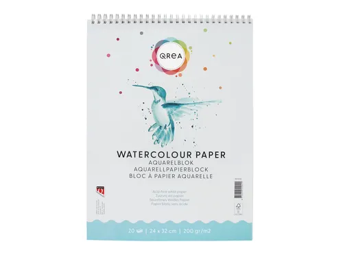 Aquarelblok Qrea 24x32 20 vel 200gr spiraal