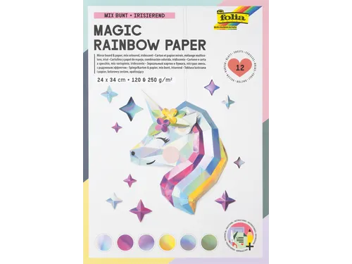 Regenboogpapier en karton Folia 24x34cm 120gr en 250gr 12 vel 6 tinten