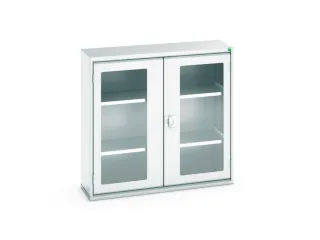 vitrinekast 1000x1050x350mm 2xStalen bodem romp RAL7035 front RAL7035 - 1