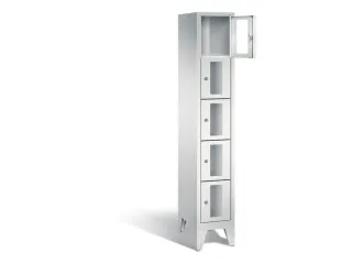 Lockerkast 1850x320x500mm 1x5 vakken Cilinderslot Poten, RAL7035 - 1
