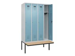locker met bank,HxBxD 2120x1200x815mm,4vak,vak B 300mm,cilinderslot