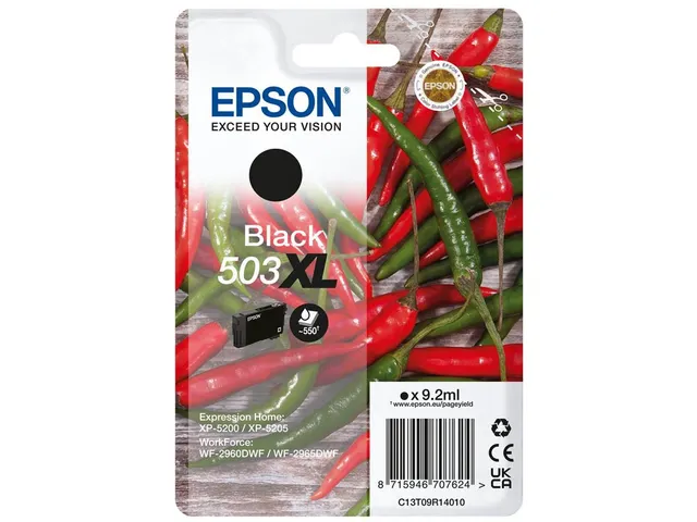 Epson inktcartridge 503 XL Singlepack C13T09R14010 Zwart 550 pagina's