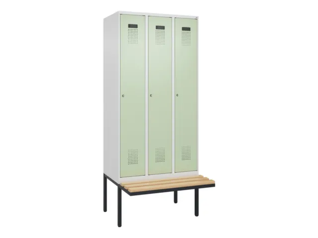 locker met bank,voor scheiding van kleding,HxBxD 2120x900x815mm,3vak