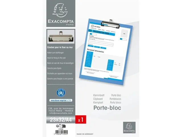 Klemplaat gecoat papier A4 blauw