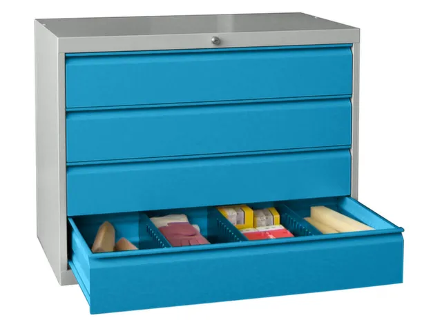 ladekast 800x1023x600mm 4laden cilinderslot RAL7035 front RAL5012