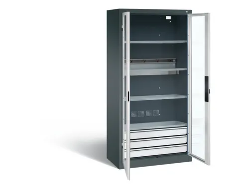 acculaadkast 1950x930x500mm 5stekkerdozen 230V cil.-slot front RAL7035