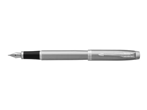Parker IM Vulpen Stainless Steel CT Finish Fijn Blauwe inkt