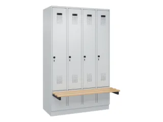 locker met bank,HxBxD 1950x1200x815mm,4vak,vak B 300mm,draaigrendel - 2