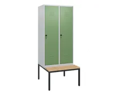 locker met bank,HxBxD 1950x800x815mm,2vak,vak B 400mm,draaigrendel