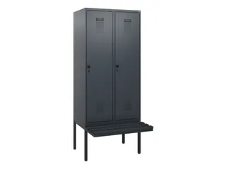 locker met bank,HxBxD 1950x800x815mm,2vak,vak B 400mm,draaigrendel - 2