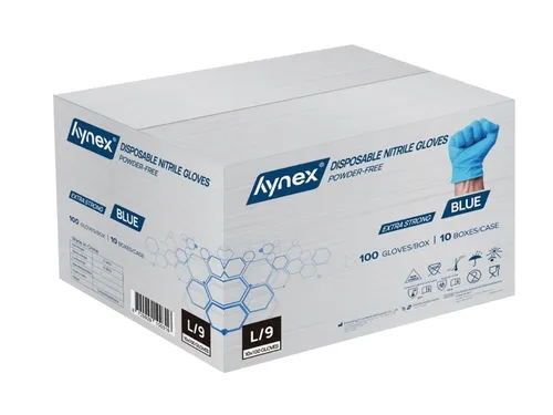 Handschoen Hynex nitril L blauw 5gr extra sterk 100 stuks