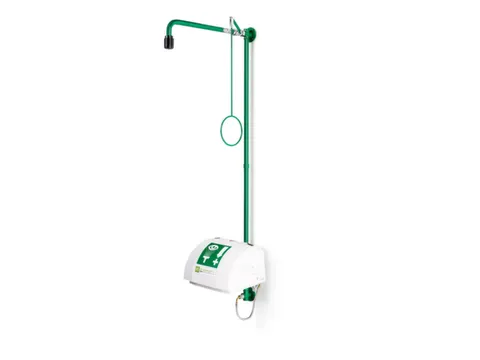 plens-/oogdouche,m. wasbak m. afdekking,RVS/messing,groen