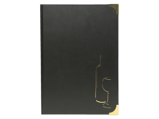 Wijnkaart Securit 4 tas zwart A4 lederlook