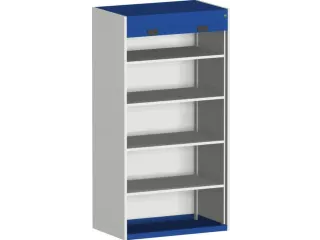 roldeurkast 2000x1050x650mm 4xStalen bodem cil.-slot RAL7035 RAL5010 - 1