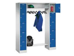 personeelsgarderobe draaigr. 1950x1500x500mm 2x5 vakken 300mm RAL5010