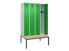 locker met bank,HxBxD 2120x1200x815mm,4vak,vak B 300mm,cilinderslot